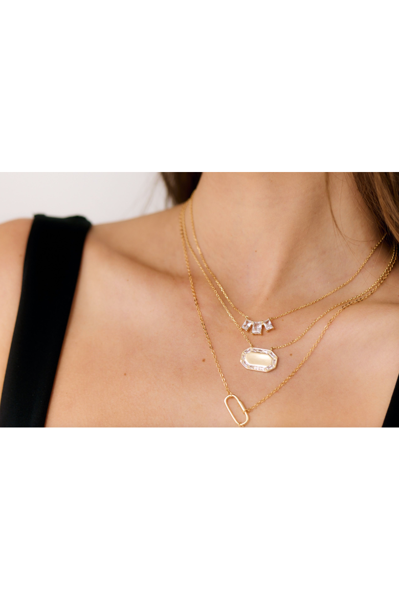 Trio Baguette Necklace, Alternate, color, Gold