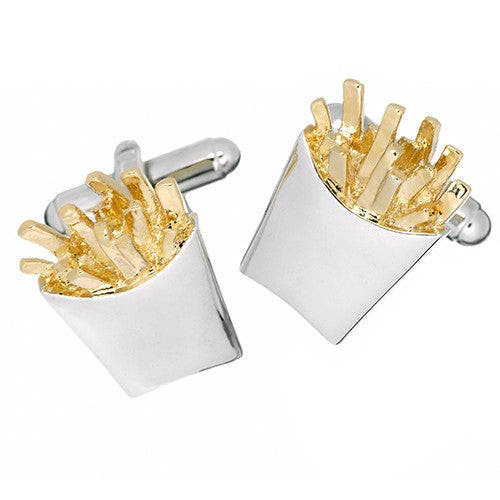 Link Up French Fries Cufflinks In Metallic