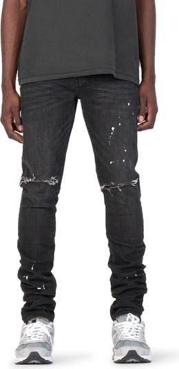 PURPLE Ripped White Paint Skinny Jeans