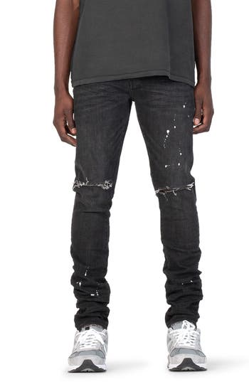 Purple Brand Purple Ripped White Paint Skinny Jeans In Black