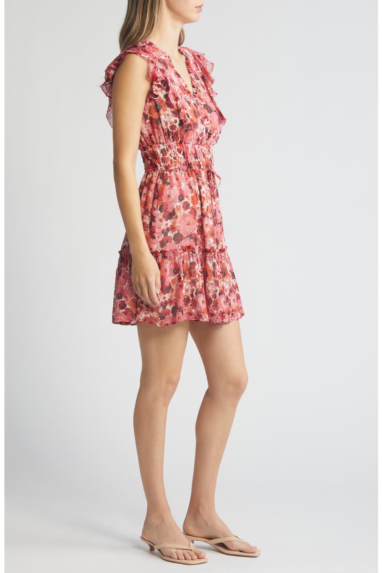 Muriel Floral Print Silk Minidress, Alternate, color, BISSOMLT