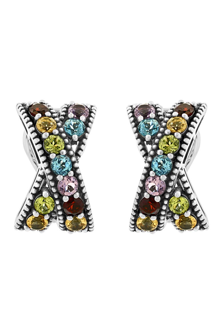 Sterling Silver Semiprecious Stone Stud Earrings, Alternate, color, MULTI