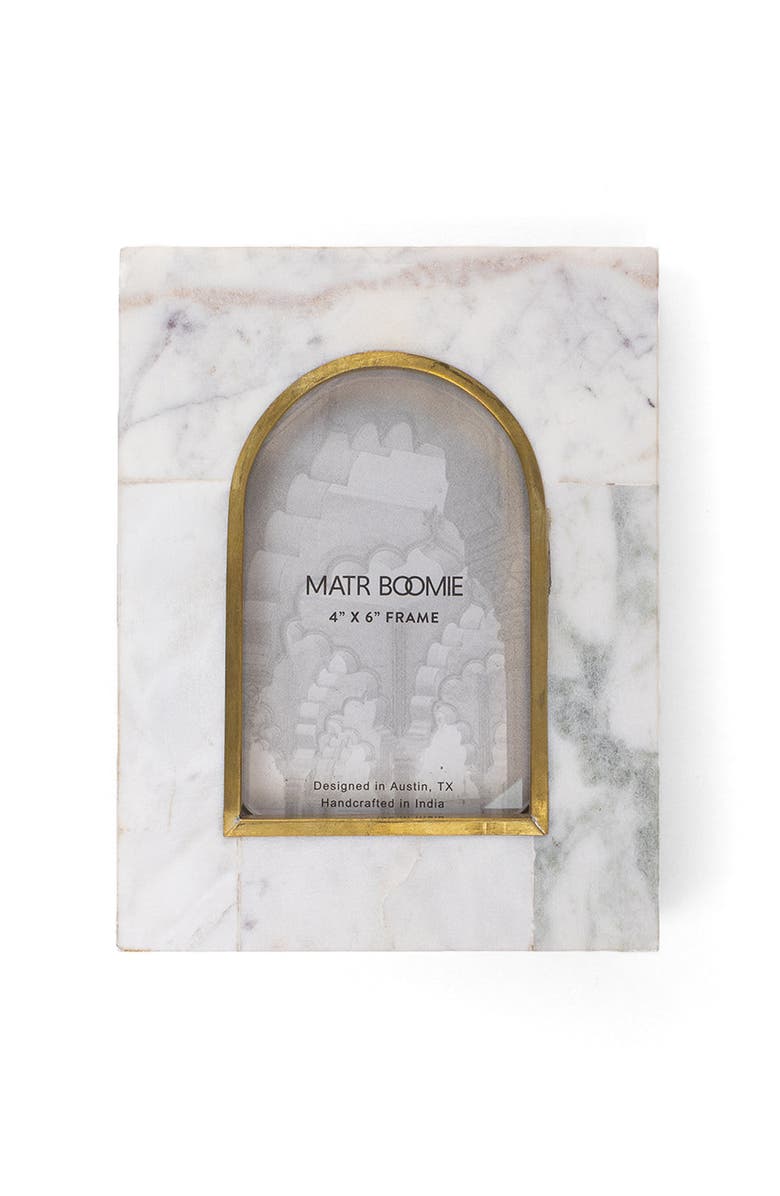 Matr Boomie Sammita Arch White Picture Frame - Carved Marble Brass Inlay, Main, color, Carved Marble - 4X6