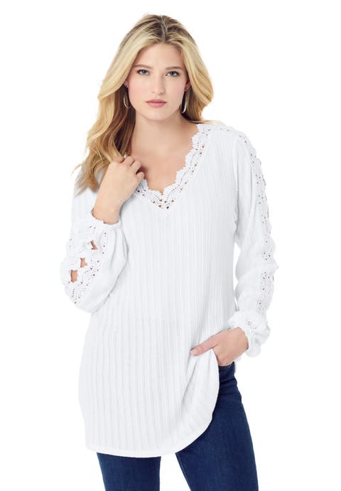 Lace Trim And Appliquéd Tee