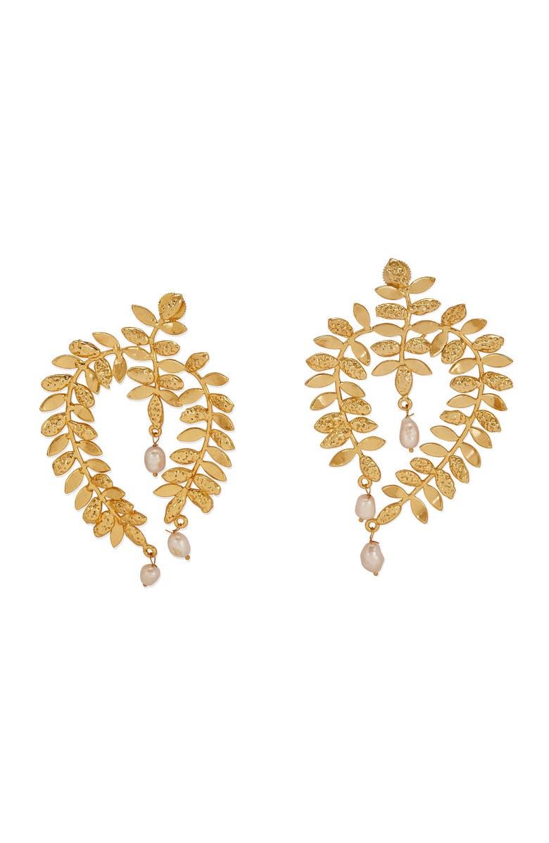 Dhwani Bansal HADAIRA PEARL EARRINGS, Main, color, Gold Plated