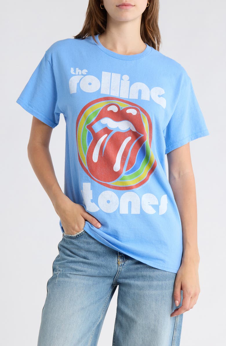 Junk Food Rolling Stones Bullseye Hot Lips Graphic T-Shirt, Main, color, Carolina Blue