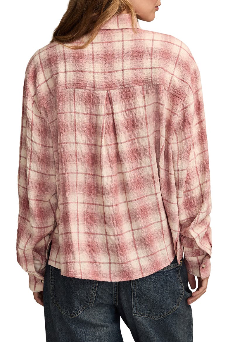 Plaid Crop Button-Up Shirt, Alternate, color, PINK PLAID