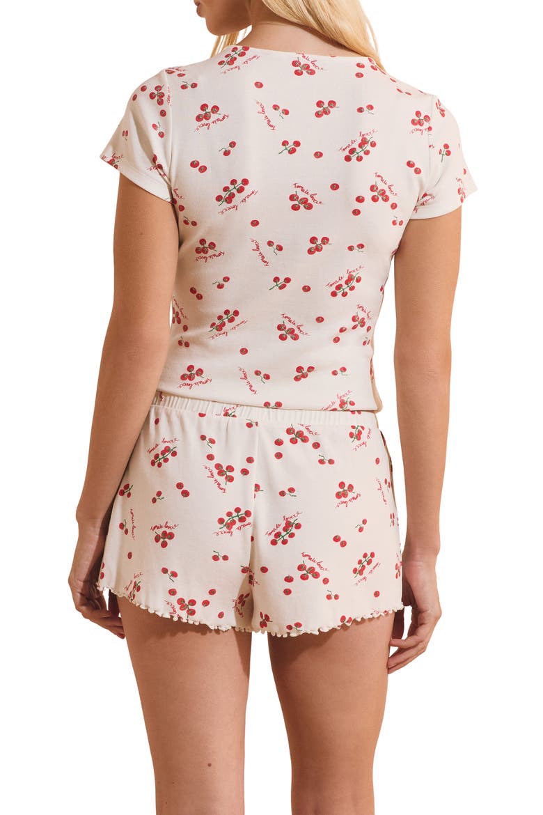 Tige Tomato Print Pajama Shorts, Alternate, color, WHITE