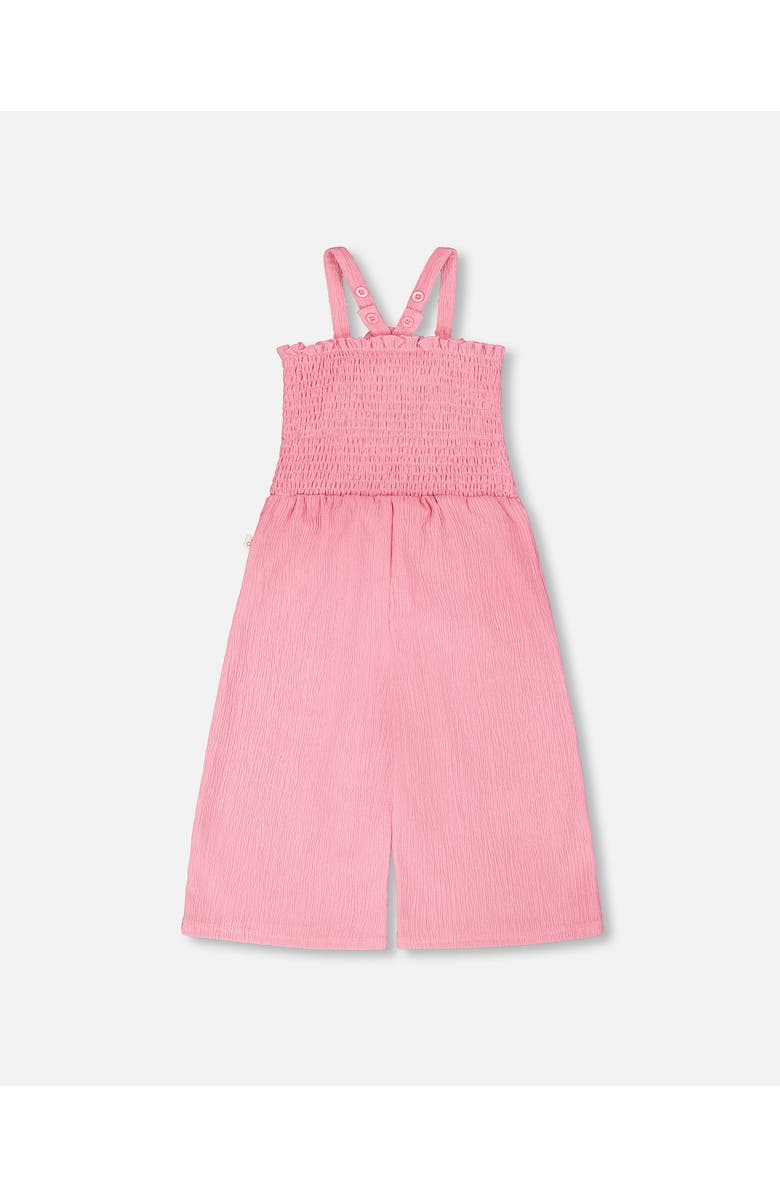 Deux par Deux Crinkle Jersey Smocking Sleeveless Jumpsuit, Alternate, color, Pink