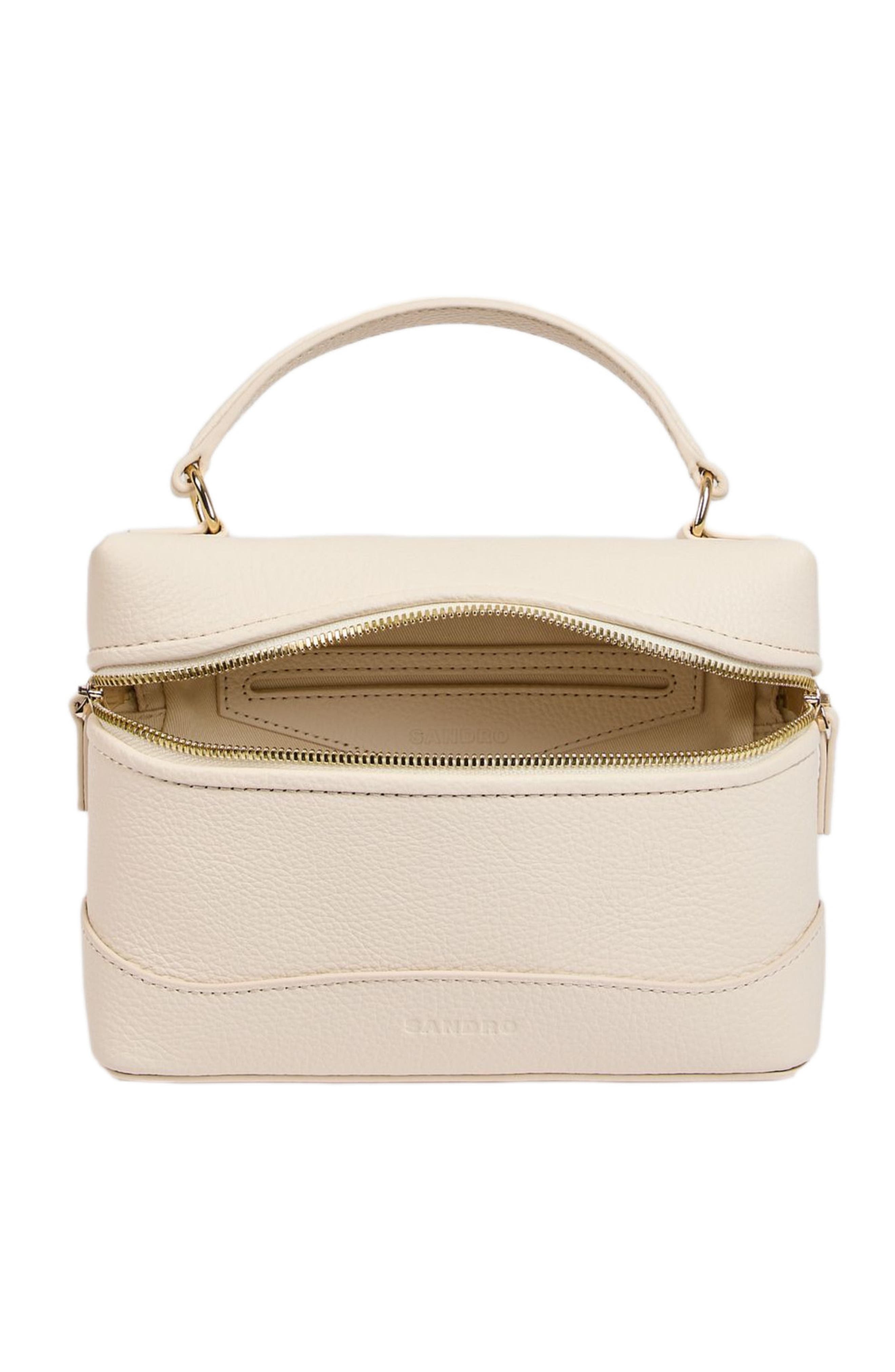 SANDRO Grained leather Tangolino bag, Alternate, color, Ecru