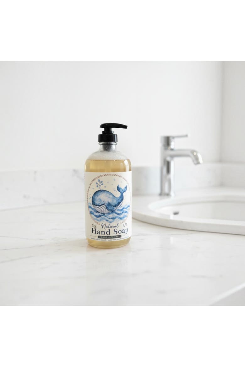 Natural Hand Soap in Glass Dispenser with Nautical Design, Alternate, color, None