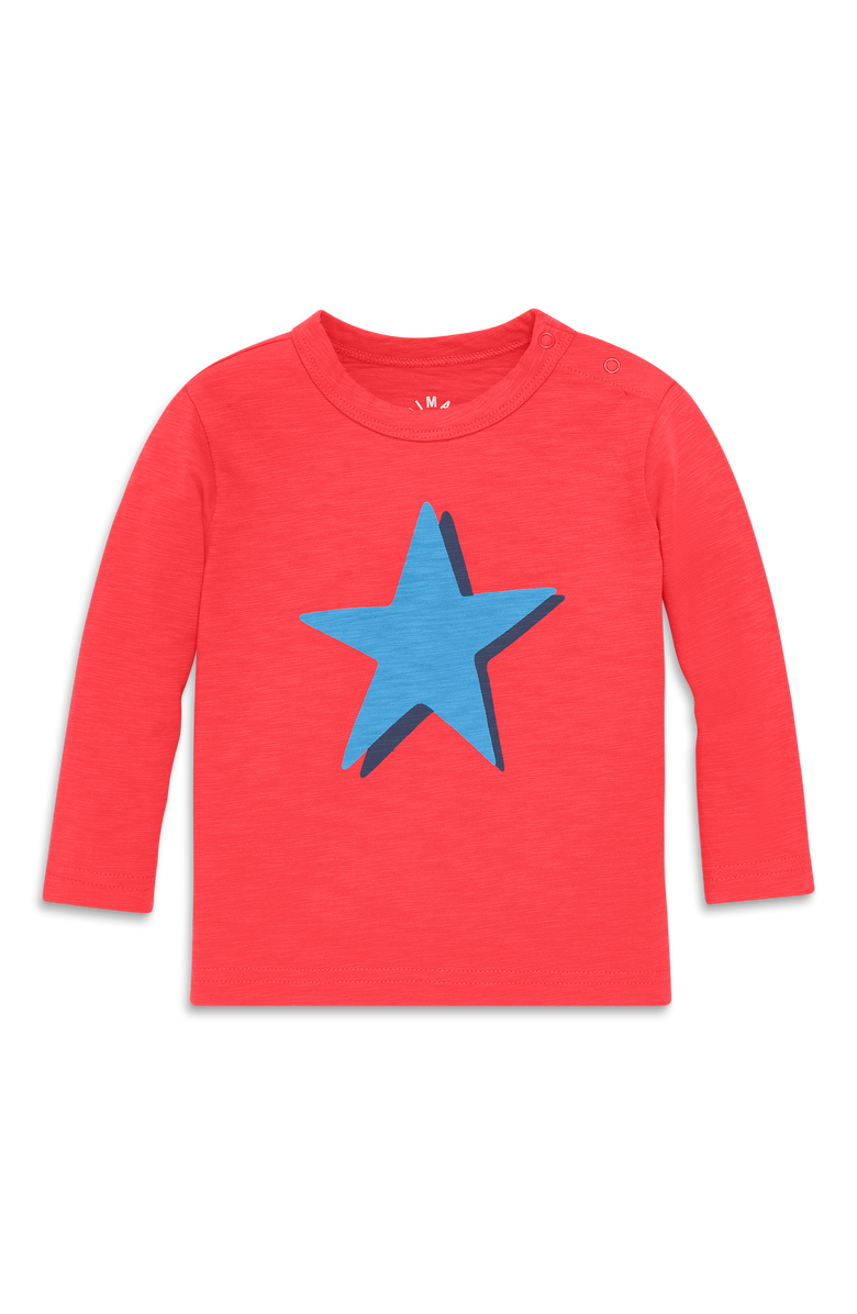 Primary Baby Long Sleeve Star Tee, Main, color, Strawberry