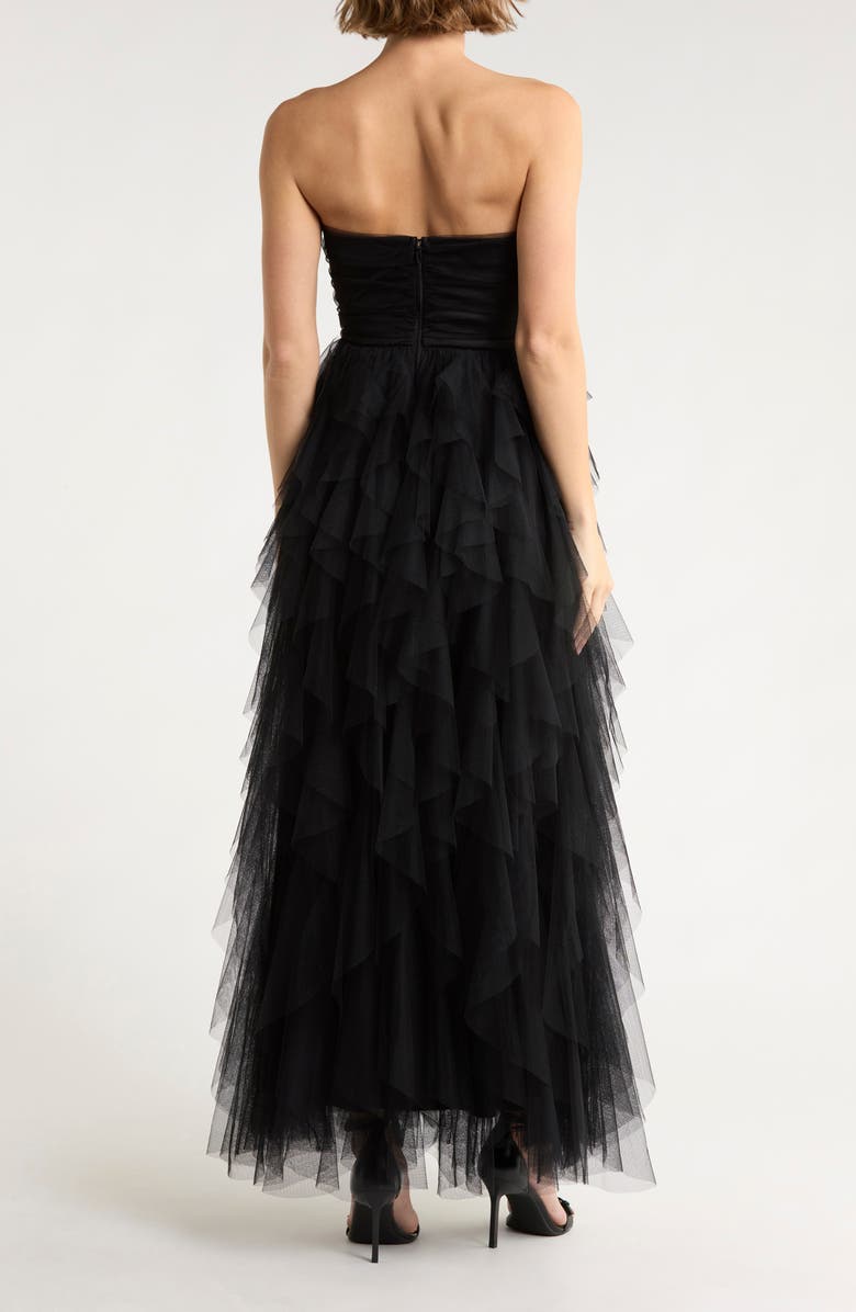 Chelsea28 Strapless Tiered Tulle Gown, Alternate, color, Black