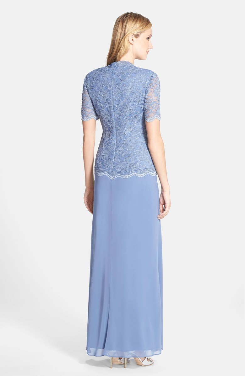 Alex Evenings Lace & Chiffon Gown, Alternate, color, 