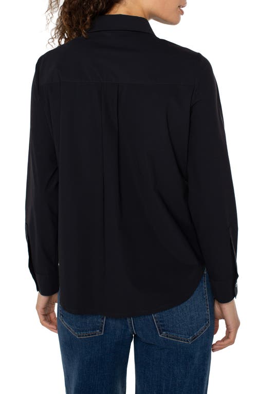 Liverpool Los Angeles Half Zip Collar Shirt In Black