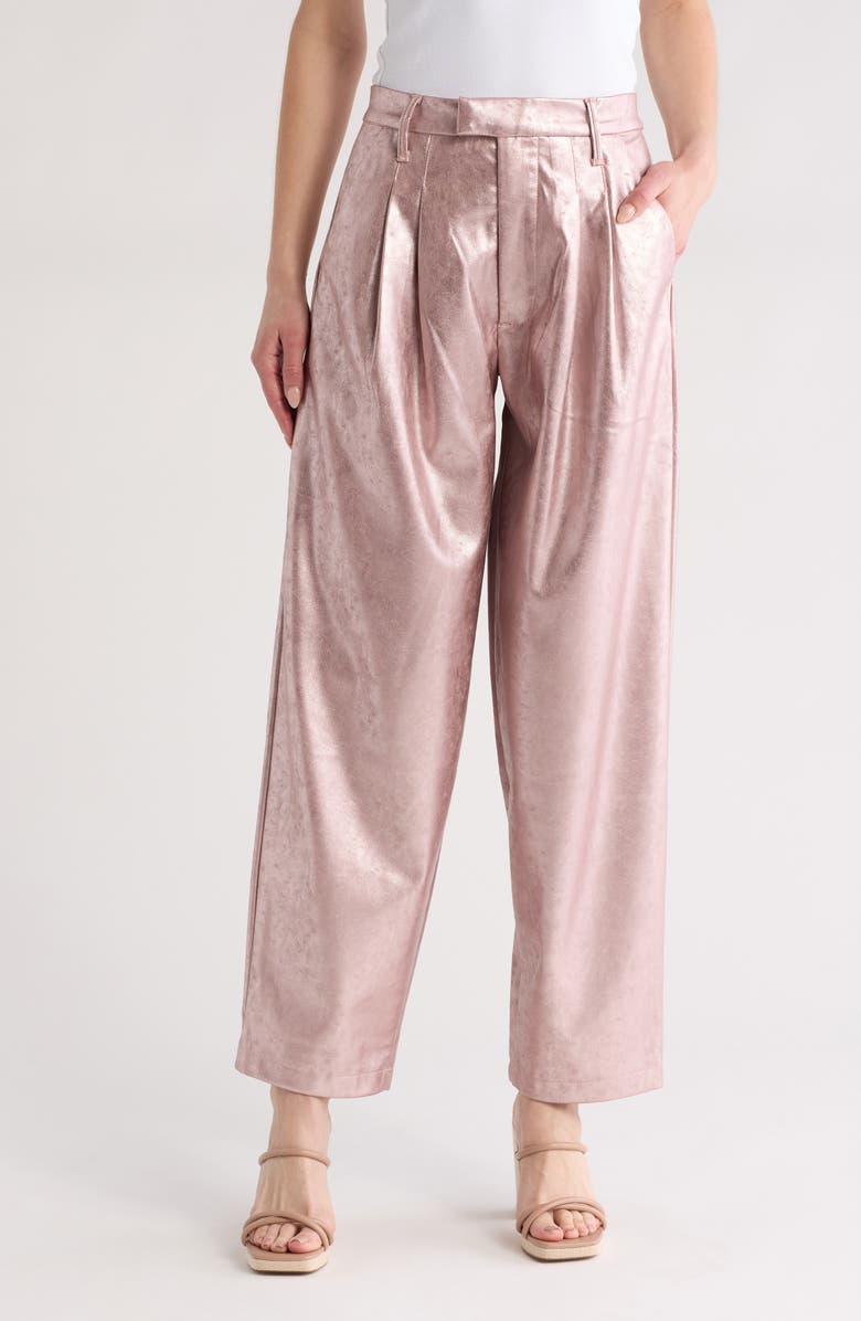MOTHER The Pleated Metallic Starlet Pants, Main, color, Pinky Swear