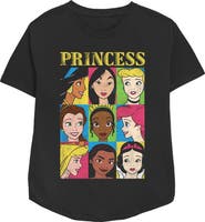 Disney Women's Disney Princess Distressed Close-Up Poster Graphic T-Shirt