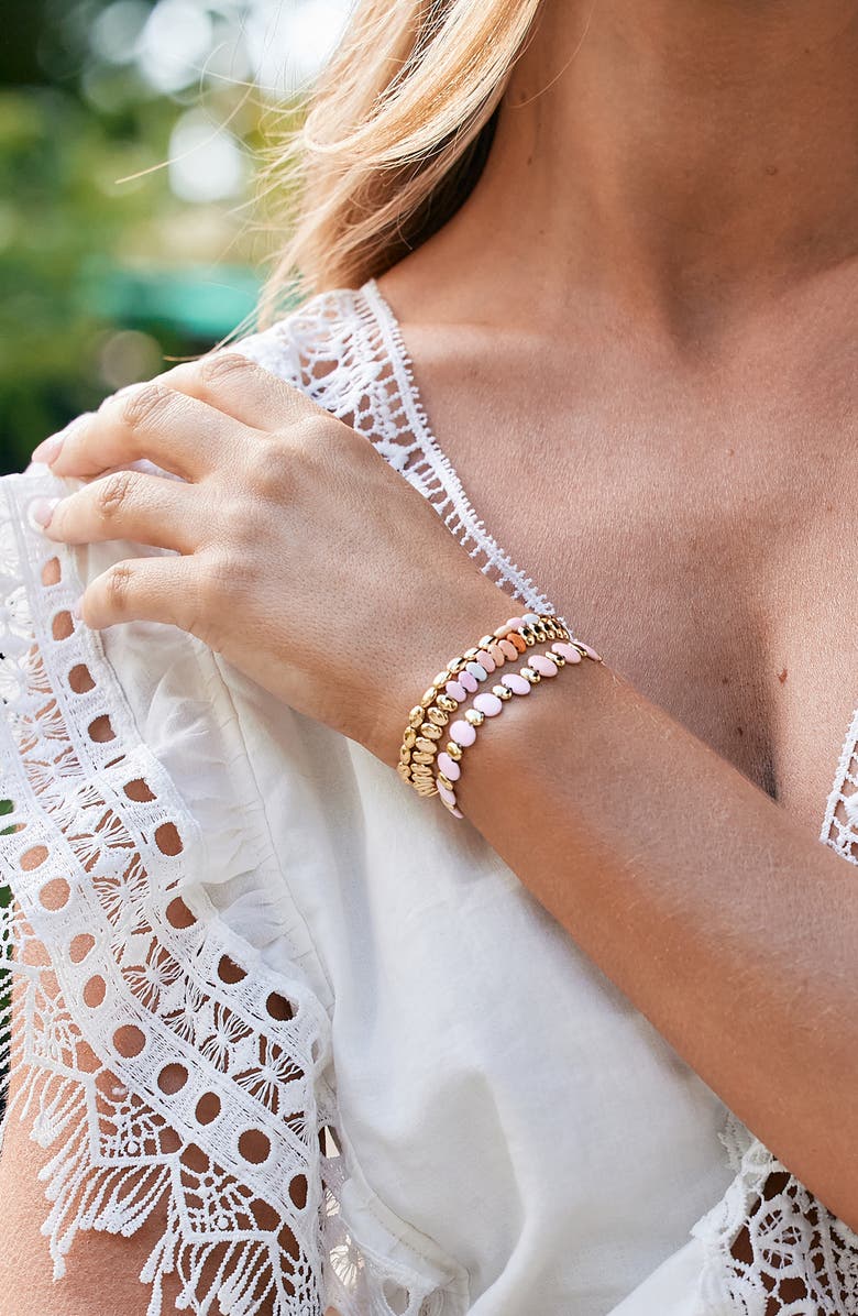 Brook and York Monterey Set of 3 Beaded Bracelets, Alternate, color, Gold/ Pink