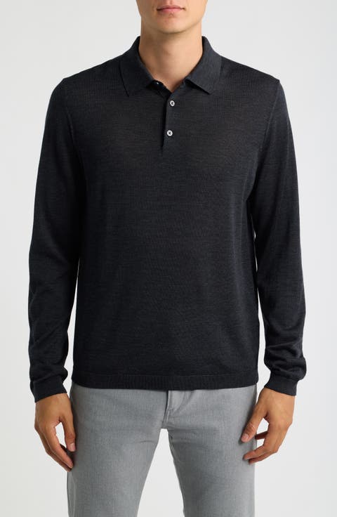 Long Sleeve Wool & Silk Polo Sweater