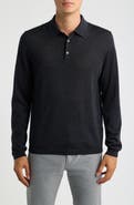 Jack Victor Long Sleeve Wool & Silk Polo Sweater