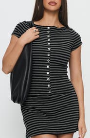 Princess Polly Angellina Stripe Jersey Button-Up Top