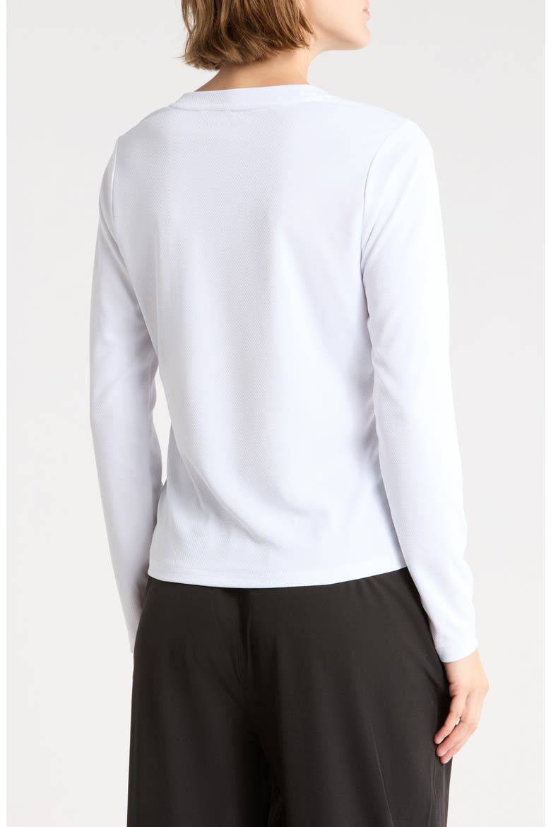 Mesh V-Neck Long Sleeve T-Shirt, Alternate, color, WHITE