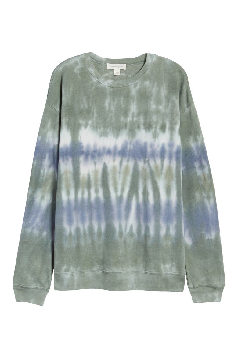Tie Dye Cotton Blend Sweatshirt, Alternate, color, OLIVE- GREY COMBO