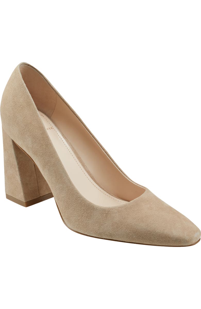 Marc Fisher LTD Yalina Pointed Toe Block Heel Pump, Main, color, Light Natural Suede