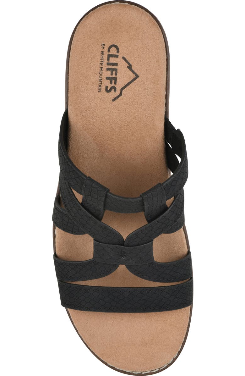 CLIFFS BY WHITE MOUNTAIN Tinisha Wedge Sandal, Alternate, color, Black Embossed
