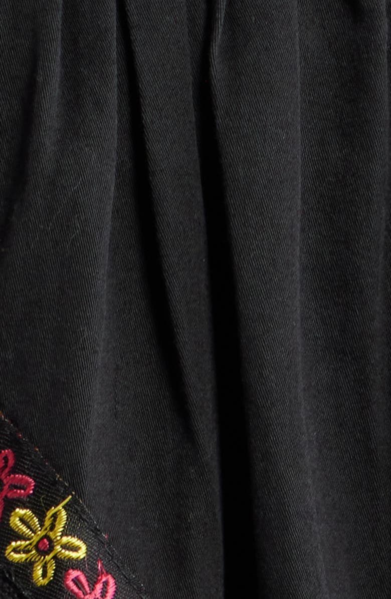 LOVE THE LABEL Molly Embroidered Ruffle Puff Sleeve Minidress, Alternate, color, Black