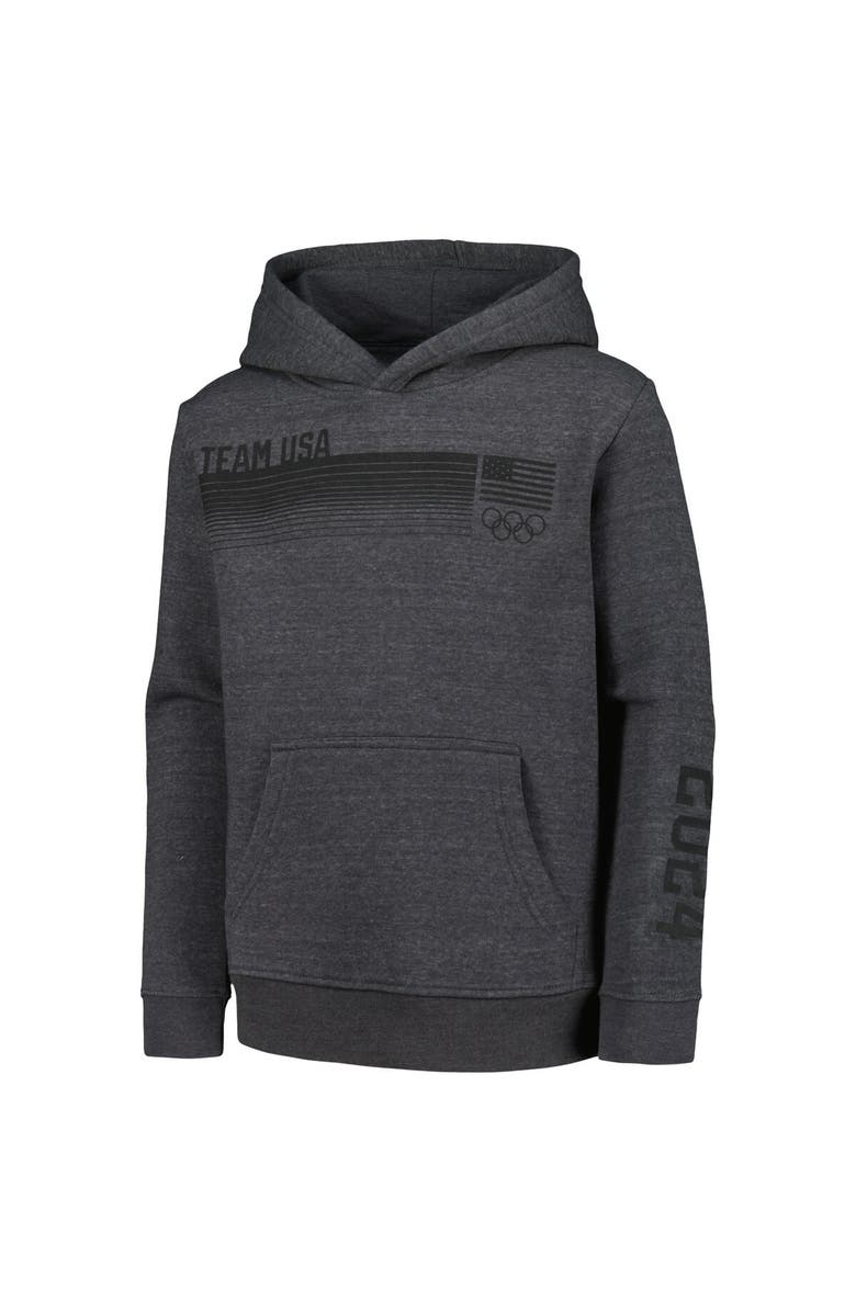 Outerstuff Youth Heather Charcoal Team USA 2024 Circle Badge Pullover Hoodie, Alternate, color, 