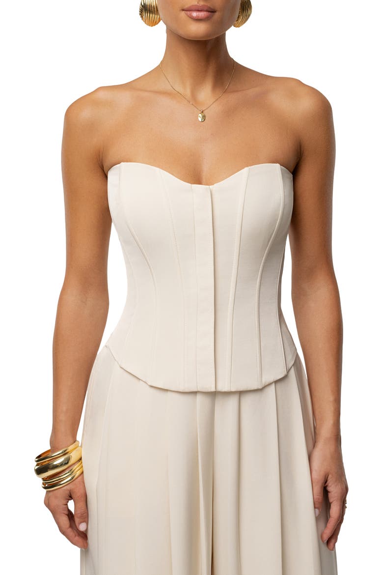 VIiv Satin Strapless Bustier Top, Main, color, CREAM