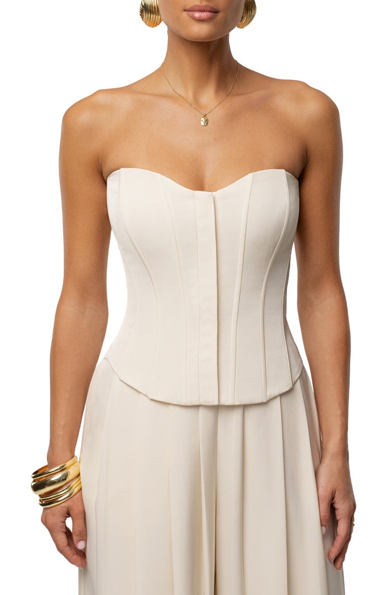 JLUXLABEL VIiv Satin Strapless Bustier Top, Main, color, Cream