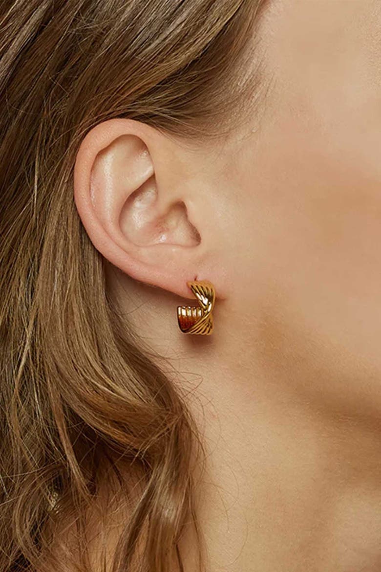 14k Gold Plated Maeve Huggies Dainty Hoop Earrings Trendy, Alternate, color, Gold