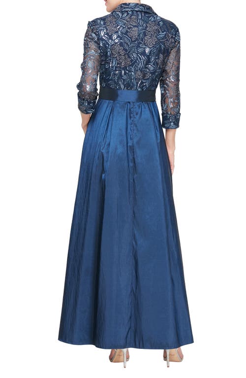 Alex Evenings Embroidered A-line Ballgown In Navy