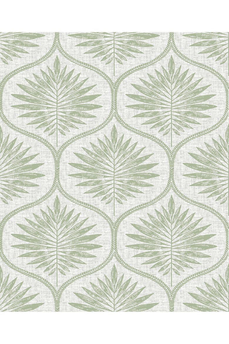 Green Primitive Leaves Peel & Stick Wallpaper, Main, color, GREEN