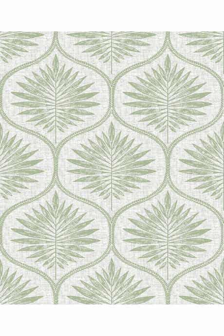 Green Primitive Leaves Peel & Stick Wallpaper