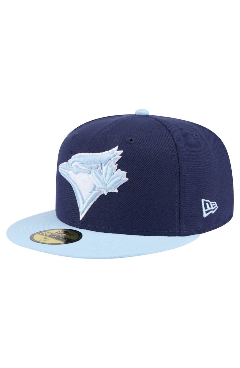 New Era Men's New Era Navy/Light Blue Toronto Blue Jays Color Pack 2-Tone 59FIFTY Fitted Hat, Alternate, color,