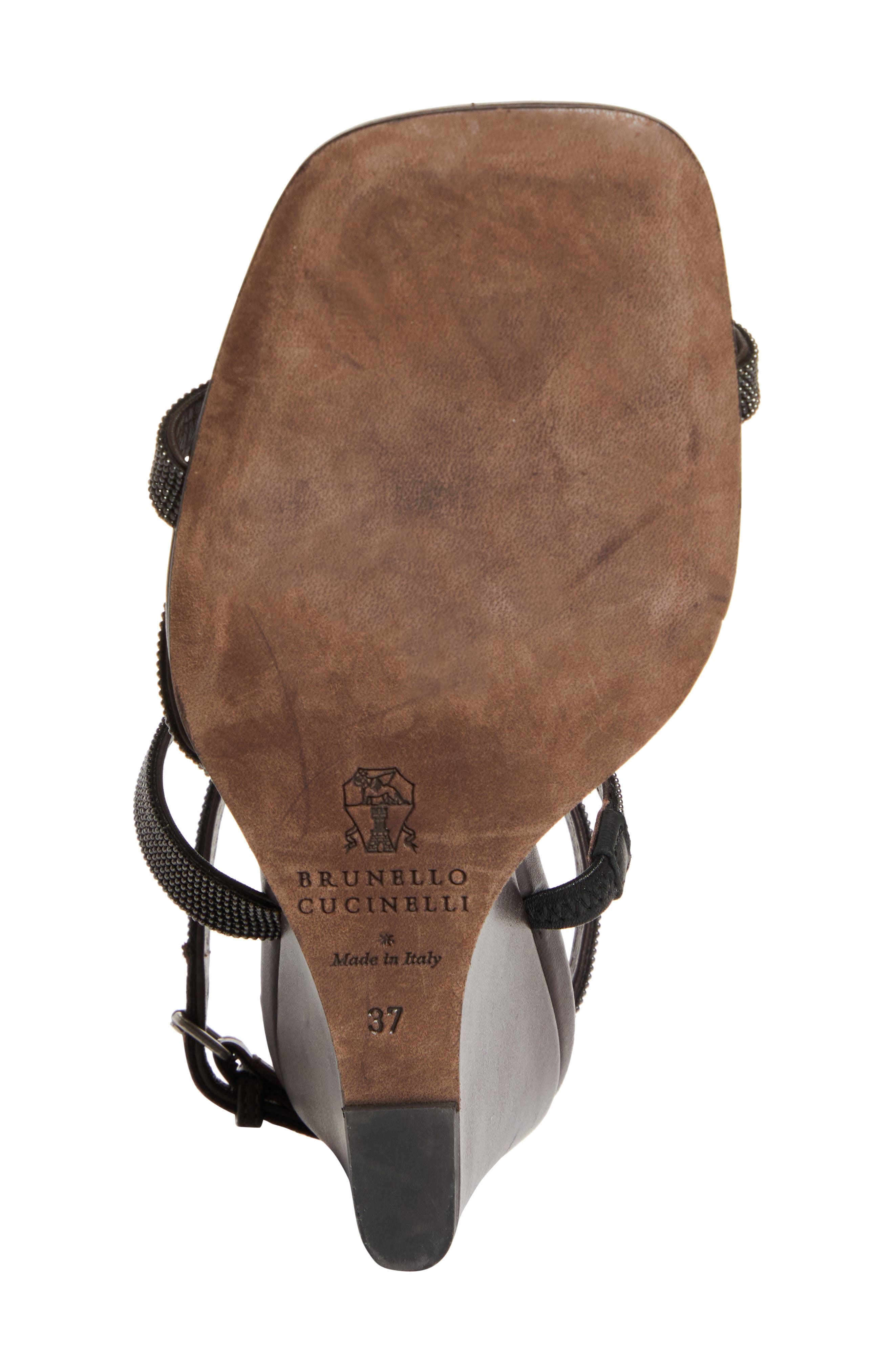 Brunello Cucinelli Monili Strap Wedge Sandal, Alternate, color, Testa Moro