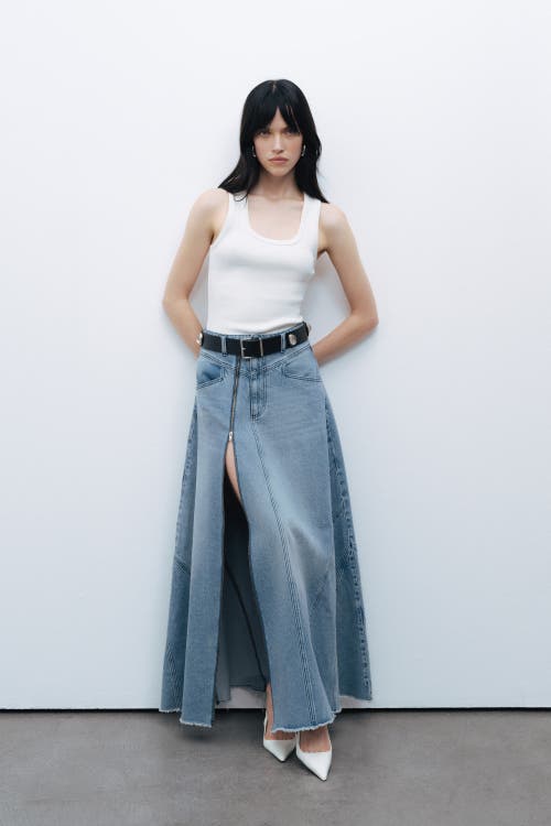 NOCTURNE NOCTURNE SLIT DETAILED MAXI DENIM SKIRT