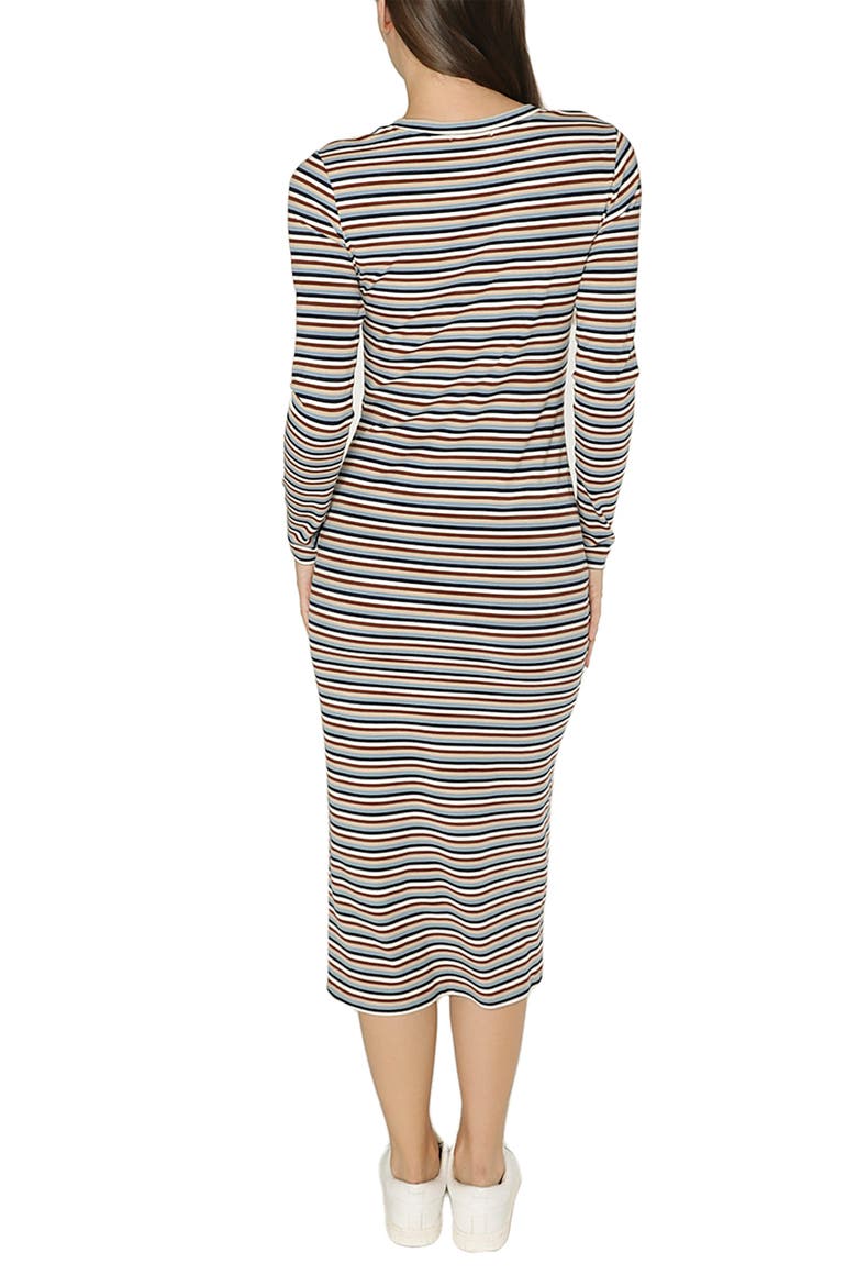 Wilson Stripe Long Sleeve Midi Dress, Alternate, color, NAVY/ RUST