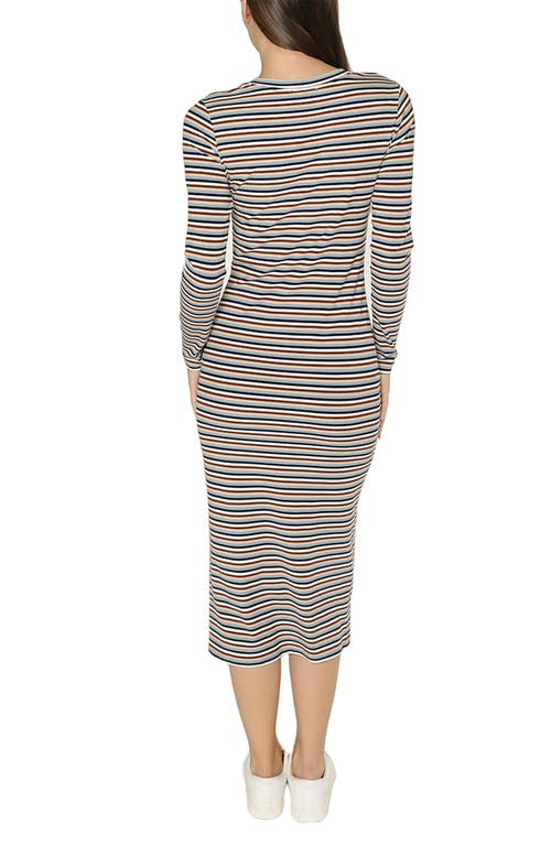 Matty M . Wilson Stripe Long Sleeve Midi Dress In Gray