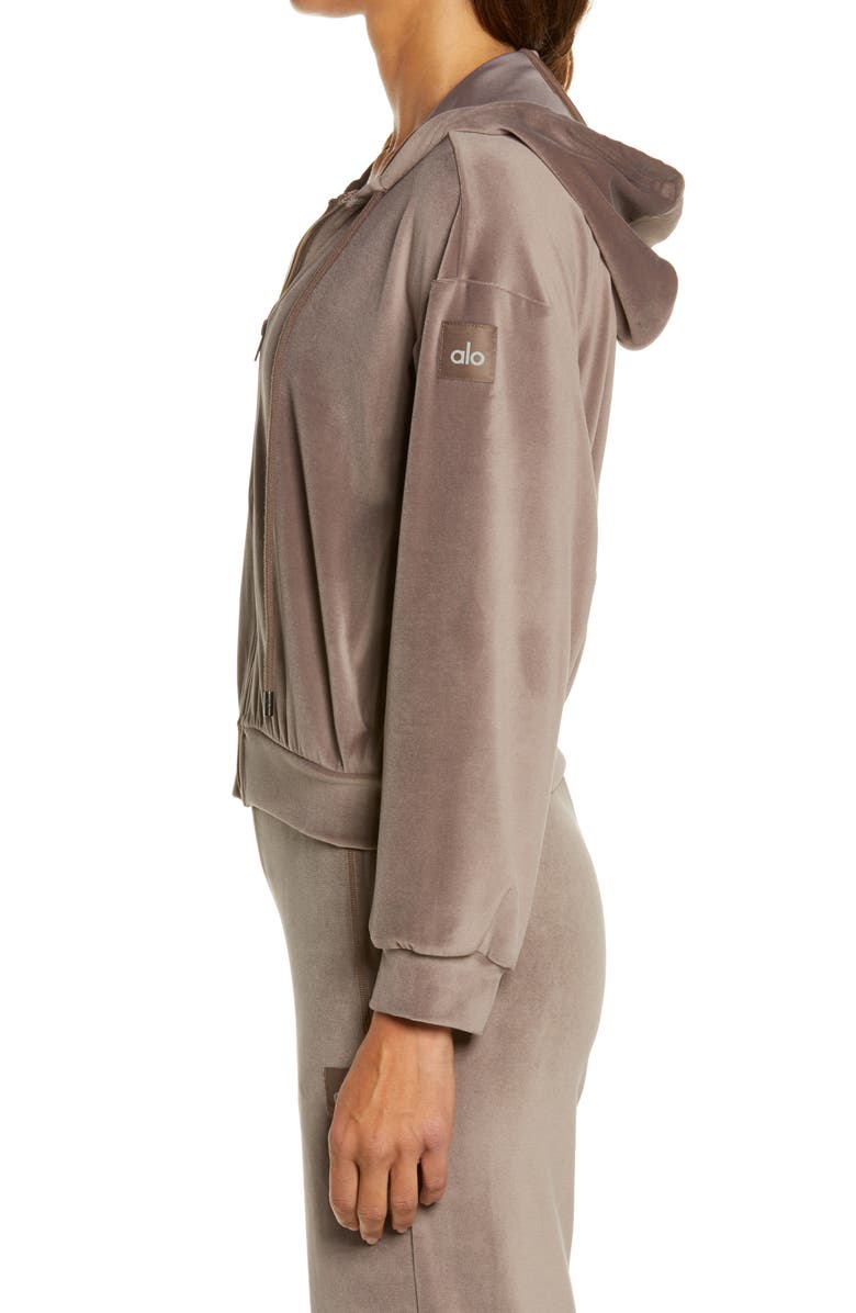 Alo Velour Full Zip Hoodie, Alternate, color, 
