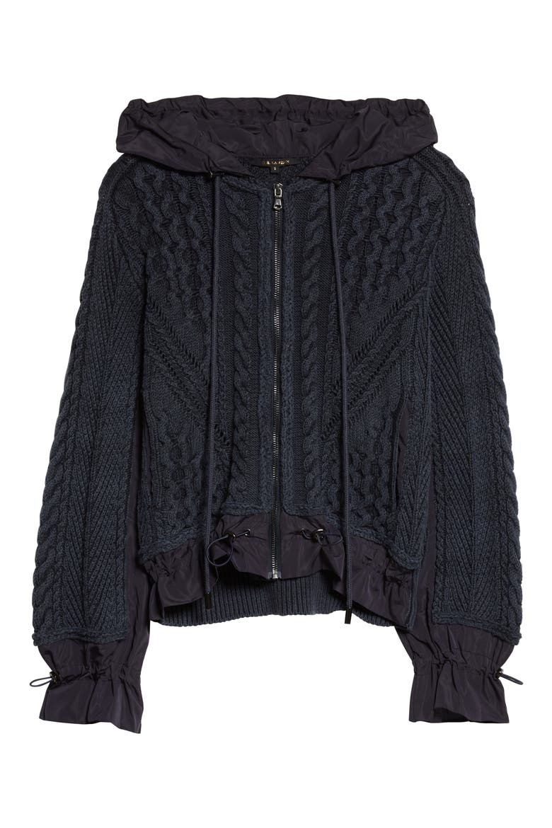 Lynne Mixed Knit Zip-Up Sweater, Alternate, color, NAVY