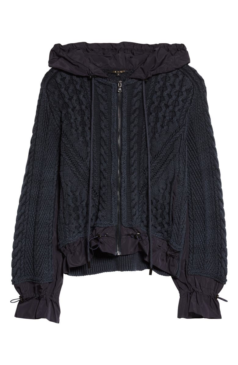 KOBI HALPERIN Lynne Mixed Knit Zip-Up Sweater, Alternate, color, Navy