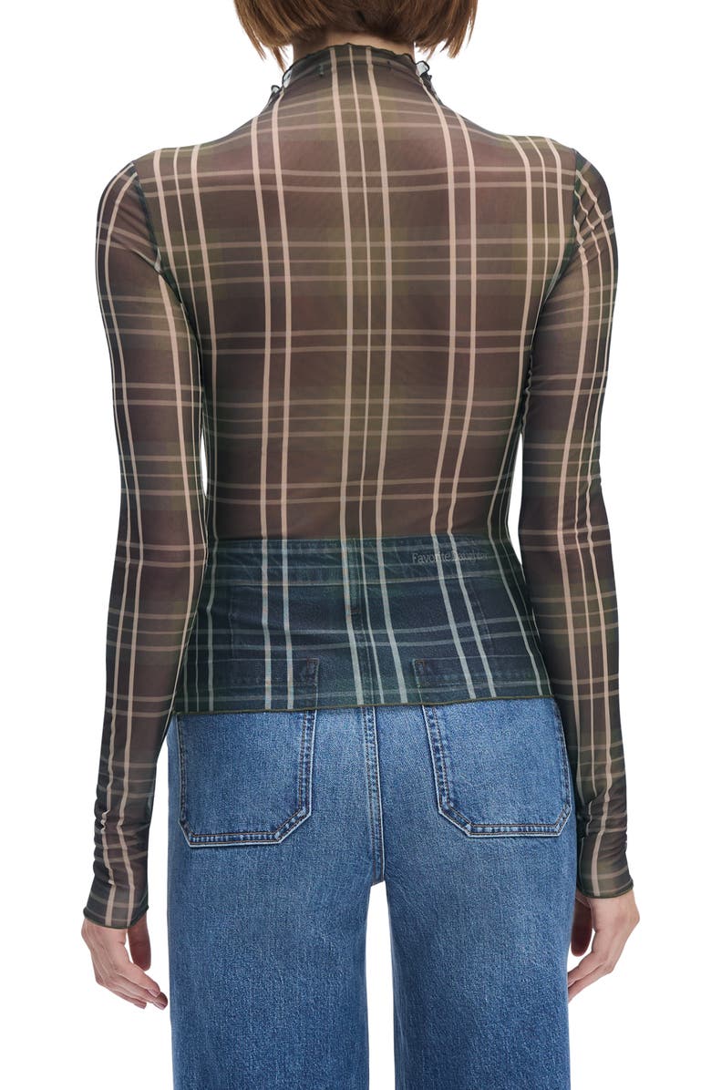 Favorite Daughter The Sheer Fantasy Mock Neck Top, Alternate, color, Countryside Plaid