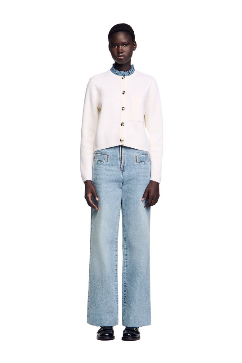 High-neck cardigan, Alternate, color, Ecru