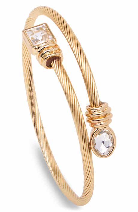 SAACHI Golden Twist Stone Cuff Bracelet