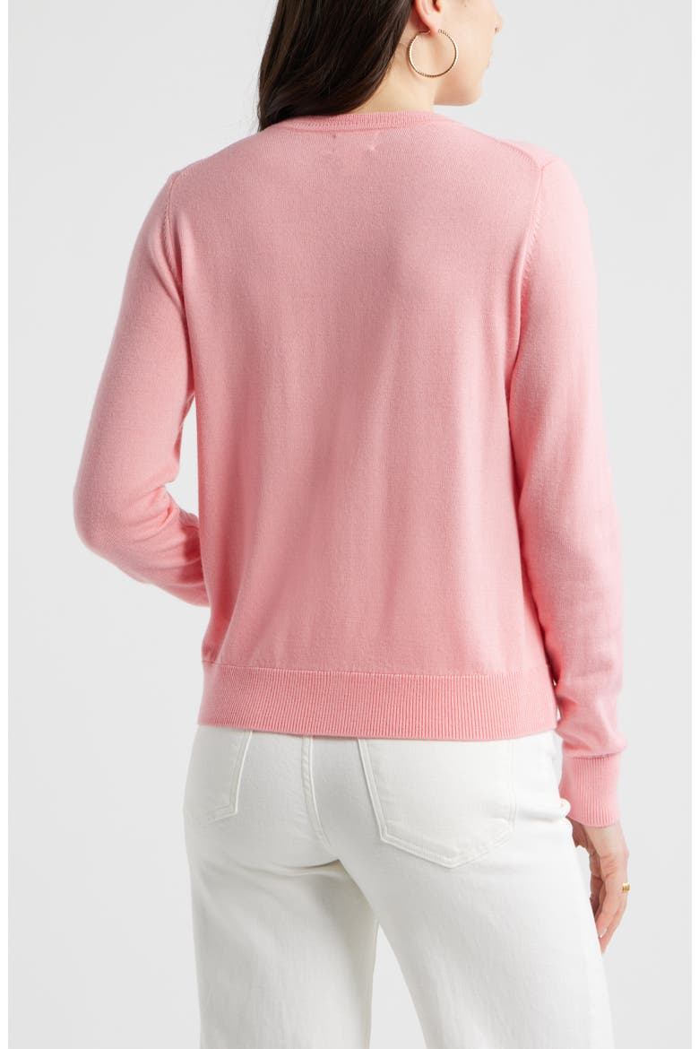 Merino Wool Blend Cardigan, Alternate, color, PINK DIANTHUS