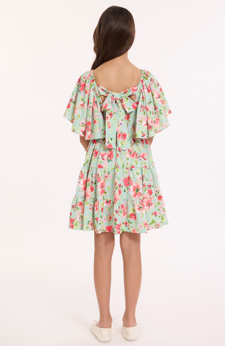 Iris & Ivy Kids' Angel Sleeve Floral Dress, Alternate, color, Green